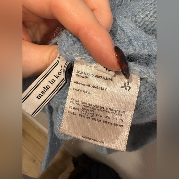 ANDERSSON BELL Roya Alpaca Puff Sleeve Sweater - Sky Blue - Picture 13 of 13